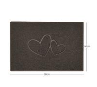 Nicoman "Double Heart" Embossed Loofah Textured Spaghetti Doormat - Brown - 90cm x 60cm - Yes (Suitable for Indoors)