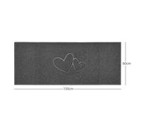 Nicoman "Double Heart" Embossed Loofah Textured Spaghetti Doormat - Dark Grey - 150cm x 60cm - Yes (Suitable for Indoors)