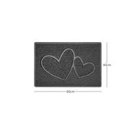 Nicoman "Double Heart" Embossed Loofah Textured Spaghetti Doormat - Dark Grey - 60cm x 40cm - No (Suitable for Outdoors)