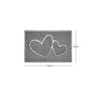Nicoman "Double Heart" Embossed Loofah Textured Spaghetti Doormat - Grey - 60cm x 40cm - Yes (Suitable for Indoors)