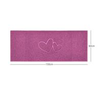 Nicoman "Double Heart" Embossed Loofah Textured Spaghetti Doormat - Pink - 150cm x 60cm - Yes (Suitable for Indoors)
