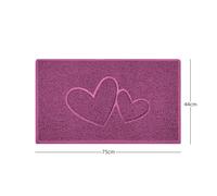 Nicoman "Double Heart" Embossed Loofah Textured Spaghetti Doormat - Pink - 75cm x 44cm - Yes (Suitable for Indoors)