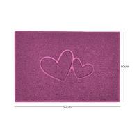 Nicoman "Double Heart" Embossed Loofah Textured Spaghetti Doormat - Pink - 90cm x 60cm - Yes (Suitable for Indoors)
