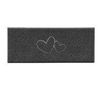 Nicoman Double Heart Embossed Shape Door Mat Dirt-Trapper Washable Barrier Doormat-Dark Grey (Drainage Open-Back)-Runner (150x60cm)