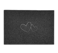 Nicoman Double Heart Embossed Shape Door Mat Dirt-Trapper Washable Barrier Doormat-Dark Grey (Watertight Rubber-Back)-X Large (120x80cm)