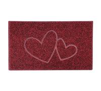 Nicoman DOUBLE HEART Embossed Shape Door Mat-Trapper Jet-Washable Doormat-(Use Indoor or Sheltered Outdoor), Medium (75x44cm), Red with Black