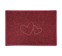 Nicoman DOUBLE HEART Embossed Shape Door Mat-Trapper Jet-Washable Doormat-(Use Indoor or Sheltered Outdoor), Large (90x60cm), Red with Black