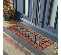Nicoman Narrow Doormat Tiled Door Mat Barrier Eco-Friendly Heavy Duty Non-Slip Dirt Scraper For Indoor Outdoor Garden Shed Garage Entrance - (4 Pack, Red Border, 75 x 25cm)