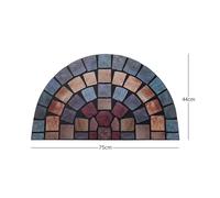 Nicoman Tile Heavy Duty Boot Scraper Doormat, Non-Slip Anti-Fatigue Eco-Friendly Rubber Indoor/Outdoor Door Mat, Halfmoon (75x44cm), Blue Border