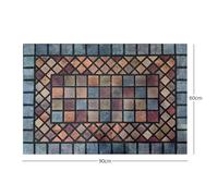 Nicoman Tile Heavy Duty Boot Scraper Doormat, Non-Slip Anti-Fatigue Eco-Friendly Rubber Indoor/Outdoor Door Mat, Rectangular (90x60cm), Blue Border