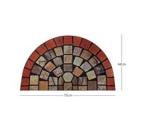 Nicoman Elegant Tile Mat Barrier Doormat Eco-Friendly Scrape And Non-Slip Indoor/outdoor Door Mat, Half Moon 75X44Cm, Red Border