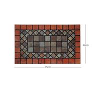 Nicoman Elegant Tile Effect Doormat - Red Edge - 75x44cm Medium