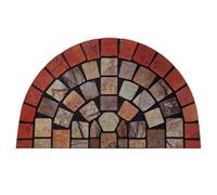 Nicoman Elegant Tile Mat Barrier Doormat Eco-Friendly Scrape And Non-Slip Indoor/outdoor Door Mat, Half Moon 75X44Cm, Red Border