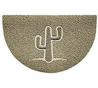 Nicoman Embossed Halfmoon Half Circle Door Mat Dirt-Trapper Jet-Washable Doormat 70x44cm (Beige, CACTUS Shape) - Use on Carpet ONLY