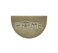 Nicoman Embossed Halfmoon Half Circle Door Mat Dirt-Trapper Jet-Washable Doormat 70x44cm (Beige, HOME SMILEY FACE Shape) - Use Indoor or Sheltered Outdoor