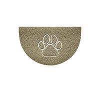 Nicoman Embossed Halfmoon Half Circle Door Mat Dirt-Trapper Jet-Washable Doormat 70x44cm (Beige, PAW Shape) - Use Indoor or Sheltered Outdoor