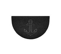 Nicoman Embossed Halfmoon Half Circle Door Mat Dirt-Trapper Jet-Washable Doormat 70x44cm (Black, ANCHOR Shape) - Use Outdoor ONLY