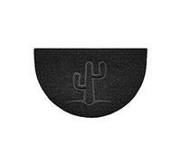 Nicoman Embossed Halfmoon Half Circle Door Mat Dirt-Trapper Jet-Washable Doormat 70x44cm (Black, CACTUS Shape) - Use Indoor or Sheltered Outdoor