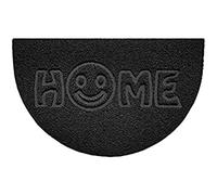 Nicoman Embossed Halfmoon Half Circle Door Mat Dirt-Trapper Jet-Washable Doormat 70x44cm (Black, HOME SMILEY FACE Shape) - Use on Carpet ONLY