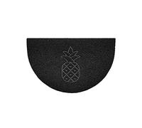 Nicoman Embossed Halfmoon Half Circle Door Mat Dirt-Trapper Jet-Washable Doormat 70x44cm (Black, PINEAPPLE Shape) - Use Indoor or Sheltered Outdoor