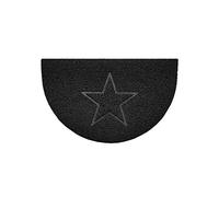 Nicoman Embossed Halfmoon Half Circle Door Mat Dirt-Trapper Jet-Washable Doormat 70x44cm (Black, STAR Shape) - Use on Carpet ONLY