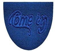 Nicoman Embossed Halfmoon Half Circle Door Mat Dirt-Trapper Jet-Washable Doormat 70x44cm (Blue, COME-IN) - Use on Carpet ONLY
