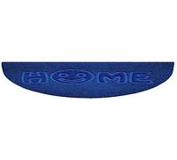 Nicoman Embossed Halfmoon Half Circle Door Mat Dirt-Trapper Jet-Washable Doormat 70x44cm (Blue, HOME SMILEY FACE Shape) - Use on Carpet ONLY