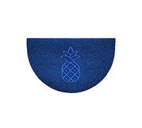Nicoman Embossed Halfmoon Half Circle Door Mat Dirt-Trapper Jet-Washable Doormat 70x44cm (Blue, PINEAPPLE Shape) - Use Indoor or Sheltered Outdoor