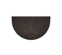 Nicoman Embossed Halfmoon Half Circle Door Mat Dirt-Trapper Jet-Washable Doormat 70x44cm (Brown, ANCHOR Shape) - Use Indoor or Sheltered Outdoor