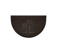 Nicoman Embossed Halfmoon Half Circle Door Mat Dirt-Trapper Jet-Washable Doormat 70x44cm (Brown, CACTUS Shape) - Use Indoor or Sheltered Outdoor