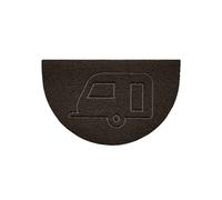 Nicoman Embossed Halfmoon Half Circle Door Mat Dirt-Trapper Jet-Washable Doormat 70x44cm (Brown, CARAVAN Shape) - Use Indoor or Sheltered Outdoor
