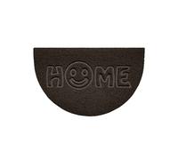 Nicoman Embossed Halfmoon Half Circle Door Mat Dirt-Trapper Jet-Washable Doormat 70x44cm (Brown, HOME SMILEY FACE Shape) - Use Indoor or Sheltered Outdoor