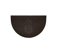 Nicoman Embossed Halfmoon Half Circle Door Mat Dirt-Trapper Jet-Washable Doormat 70x44cm (Brown, PINEAPPLE Shape) - Use Indoor or Sheltered Outdoor