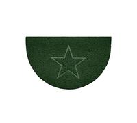 Nicoman Embossed Halfmoon Half Circle Door Mat Dirt-Trapper Jet-Washable Doormat 70x44cm (Green, STAR Shape) - Use on Carpet ONLY