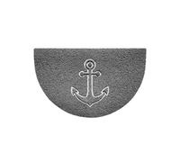 Nicoman Embossed Halfmoon Half Circle Door Mat Dirt-Trapper Jet-Washable Doormat 70x44cm (Grey, ANCHOR Shape) - Use Outdoor ONLY