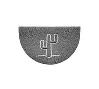 Nicoman Embossed Halfmoon Half Circle Door Mat Dirt-Trapper Jet-Washable Doormat 70x44cm (Grey, CACTUS Shape) - Use Outdoor ONLY