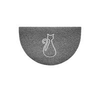 Nicoman Embossed Halfmoon Half Circle Door Mat Dirt-Trapper Jet-Washable Doormat 70x44cm (Grey, CAT Shape) - Use Outdoor ONLY