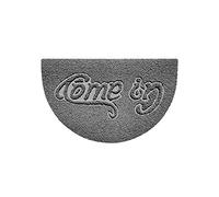 Nicoman Embossed Halfmoon Half Circle Door Mat Dirt-Trapper Jet-Washable Doormat 70x44cm (Grey, COME-IN) - Use Outdoor ONLY