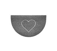 Nicoman Embossed Halfmoon Half Circle Door Mat Dirt-Trapper Jet-Washable Doormat 70x44cm (Grey, HEART Shape) - Use Indoor or Sheltered Outdoor