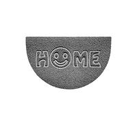 Nicoman Embossed Halfmoon Half Circle Door Mat Dirt-Trapper Jet-Washable Doormat 70x44cm (Grey, HOME SMILEY FACE Shape) - Use Outdoor ONLY