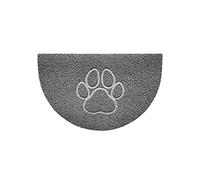 Nicoman Embossed Halfmoon Half Circle Door Mat Dirt-Trapper Jet-Washable Doormat 70x44cm (Grey, PAW Shape) - Use Indoor or Sheltered Outdoor