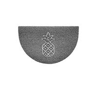 Nicoman Embossed Halfmoon Half Circle Door Mat Dirt-Trapper Jet-Washable Doormat 70x44cm (Grey, PINEAPPLE Shape) - Use Outdoor ONLY