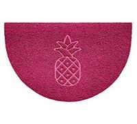 Nicoman Embossed Halfmoon Half Circle Door Mat Dirt-Trapper Jet-Washable Doormat 70x44cm (Pink, PINEAPPLE Shape) - Use Indoor or Sheltered Outdoor