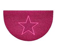 Nicoman Embossed Halfmoon Half Circle Door Mat Dirt-Trapper Jet-Washable Doormat 70x44cm (Pink, STAR Shape) - Use Indoor or Sheltered Outdoor
