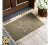Nicoman Star Shape Embossed Entrance Door Mat Non Slip Dirt Trapper PVC Spaghetti Mat with Rubber Base, Jet Washable Quick Drying Doormat Indoor or Outdoor - (Medium, Beige, 75 x 44cm)