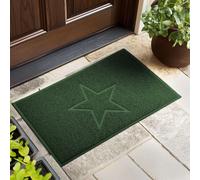 Nicoman Star Shape Embossed Entrance Door Mat Non Slip Dirt Trapper PVC Spaghetti Mat with Rubber Base, Jet Washable Quick Drying Doormat Indoor or Outdoor - (Small, Green, 60 x 40cm)