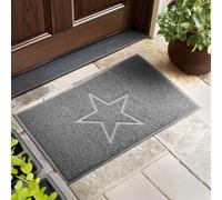 Nicoman Star Shape Embossed Entrance Door Mat Non Slip Dirt Trapper PVC Spaghetti Mat with Rubber Base, Jet Washable Quick Drying Doormat Indoor or Outdoor - (Large, Grey, 90 x 60cm)