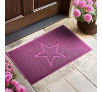 Nicoman Star Shape Embossed Entrance Door Mat Non Slip Dirt Trapper PVC Spaghetti Mat with Rubber Base, Jet Washable Quick Drying Doormat Indoor or Outdoor - (Large, Pink, 90 x 60cm)