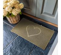 Nicoman Heart Shape Embossed Entrance Door Mat Non Slip Dirt Trapper PVC Spaghetti Mat with Rubber Base, Jet Washable Quick Drying Doormat Indoor or Outdoor - (Medium, Beige, 75 x 44cm)