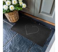 Nicoman Heart Shape Embossed Entrance Door Mat Non Slip Dirt Trapper PVC Spaghetti Mat with Rubber Base, Jet Washable Quick Drying Doormat Indoor or Outdoor - (Large, Black, 90 x 60cm)